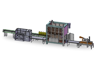 Ligne De Remplissage De Cartons Robotisés à Trois Têtes